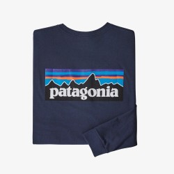 Patagonia Men's Long-Sleeved P-6 Logo Responsibili-Tee classic navy