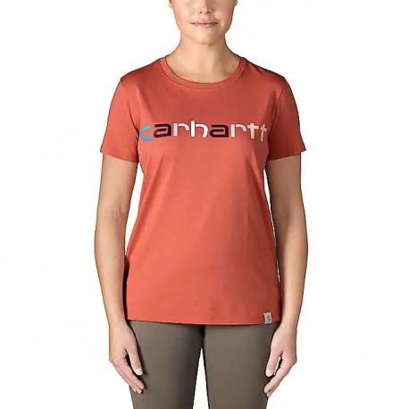 CARHARTT W RELAXED FIT LIGHTWEIGHT SHORT-SLEEVE MULTI COLOR LOGO GRAPHIC T-SHIRT TERRACOTTA