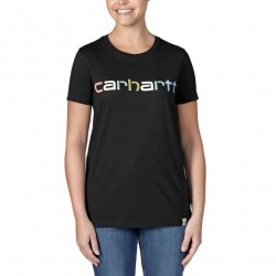 CARHARTT W RELAXED FIT LIGHTWEIGHT SHORT-SLEEVE MULTI COLOR LOGO GRAPHIC T-SHIRT BLACK