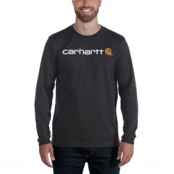 CARHARTT RELAXED FIT HEAVYWEIGHT LONG-SLEEVE LOGO GRAPHIC T-SHIRT CARBON HEATHER
