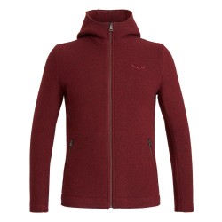 Salewa SARNER LANA - FELPA ZIP LUNGA CON CAPPUCCIO UOMO BROWN PORT ROYAL