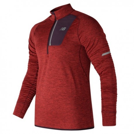 New Balance NB Heat Half Zip Team Red Heather