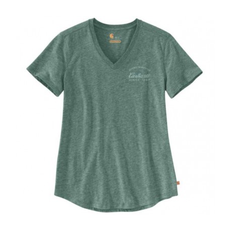 Carhartt LOCKHART CARHARTT GRAPHIC T-SHIRT MUSK GREEN HEATHER NEP