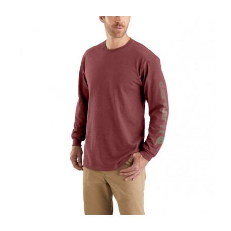 CARHARTT SIGNATURE SLEEVE LOGO LONG-SLEEVE T-SHIRT IRON ORE HEATHER