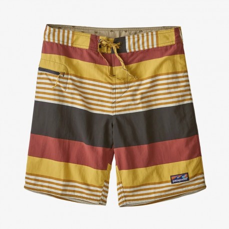 PATATGONIA Men's Wavefarer Boardshorts - 19 Fitz Stripe: Surfboard Yellow