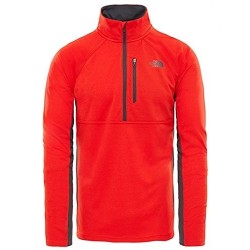 The North Face MAGLIA A MANICHE LUNGHE CON CERNIERA 1/4 AMBITION fiery red h.