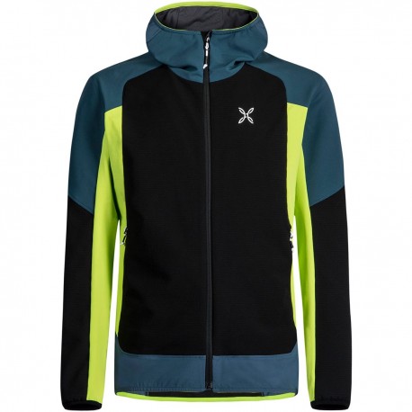 MONTURA PREMIUM WIND HOODY JACKET BLU CENERE/VERDE LIME