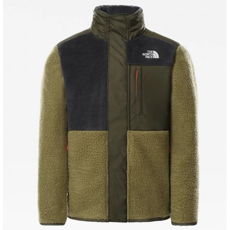 THE NORTH FACE FOREST MIXED MEDIA GIACCA CERNIERA INTEGRALE BAMBINO BURNT OLIVE GREEN