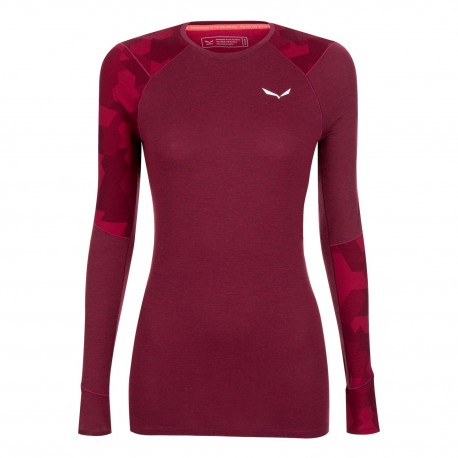 Salewa Cristallo Warm Alpine Merino Maniche Lunghe Baselayer w rhodo red