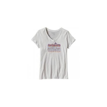 Patagonia WOMEN'S FEMME FITZ ROY COTTON V-NECK T-SHIRT WHITE