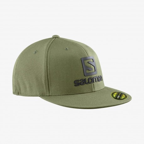 SALOMON LOGO CAP FLEXFIT OLIVE NIGHT