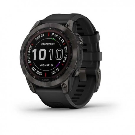 GARMIN  fēnix® 7 – Sapphire Solar Edition Titanium Carbon Grey DLC con cinturino Black