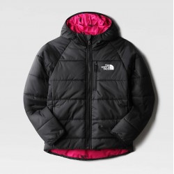 THE NORTH FACE Giacca reversibile Perrito da bambina TNF Black-Fuschia Pink TNF Tossed Around Logo Print