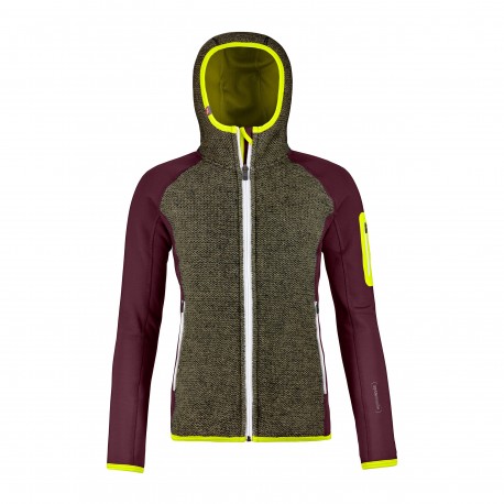 ORTOVOX FLEECE PLUS CLASSIC KNIT HOODY W dark wine
