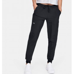 UNDER ARMOUR Pantaloni UA Armour Sport Woven da donna Black / Metallic Silver