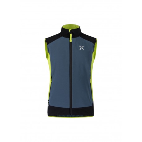 MONTURA WIND REVOLUTION VEST KIDS BLU CENERE/VERDE LIME