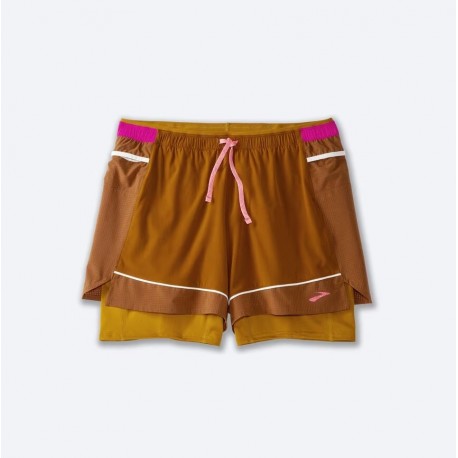 BROOKS High Point 3" 2-in-1 Short  Hazelwood/Ochre/Fuchsia