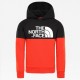 The North Face FELPA LEGGERA CON CAPPUCCIO BAMBINI DREW PEAK RAGLAN FIERY RED/TNF BLACK