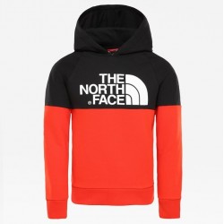 The North Face FELPA LEGGERA CON CAPPUCCIO BAMBINI DREW PEAK RAGLAN FIERY RED/TNF BLACK