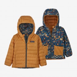 PATAGONIA  Baby Reversible Down Sweater Hoody Fitz Roy Patchwork: Ink Black