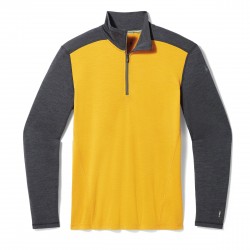 SMARTWOOL Strato base con cerniera 1/4 Classic Thermal Merino da uomo CHARCOAL-HONEY GOLD