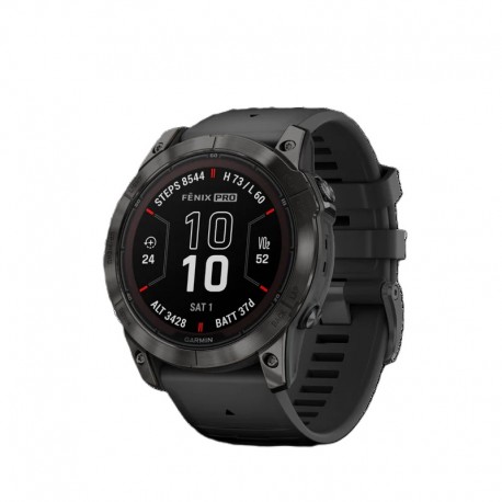 GARMIN fēnix® 7X Pro – Sapphire Solar Edition Carbon Gray DLC Titanium con cinturino Black
