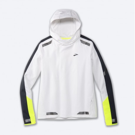 BROOKS RUN VISIBLE THERMAL HOODIE  White/Asphalt/Nightlife