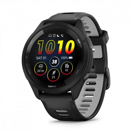 GARMIN Forerunner® 265 Lunetta e cassa nera con cinturino in silicone nero/grigio polvere