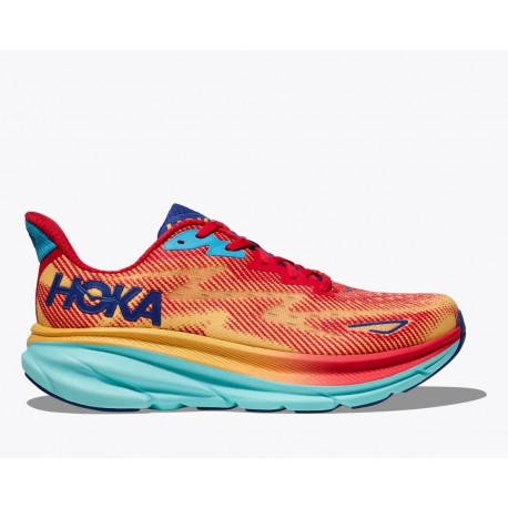 HOKA CLIFTON 9 UOMO Cerise / Cloudless