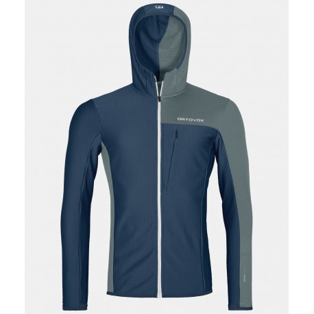 ORTOVOX FLEECE LIGHT GRID HOODED JKT deep ocean