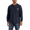 CARHARTT LOOSE FIT HEAVYWEIGHT LONG-SLEEVE POCKET HENLEY T-SHIRT NAVY