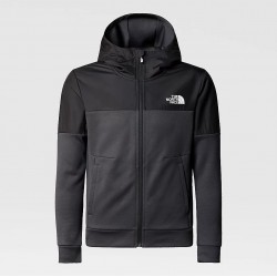 THE NORTH FACE FELPA CON CAPPUCCIO CON CERNIERA INTEGRALE DA BAMBINO Asphalt Grey-TNF Black