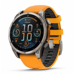 GARMIN fēnix® 8 - 47 mm, AMOLED Sapphire, Titanium con cinturino in silicone Spark Orange/grafite