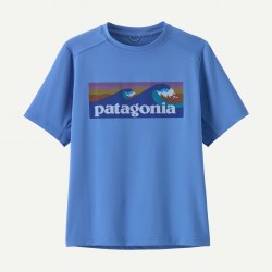 PATAGONIA Kids' Capilene® Silkweight T-Shirt Boardshort Logo: Abundant Blue