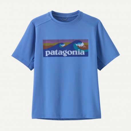 PATAGONIA Kids' Capilene® Silkweight T-Shirt Boardshort Logo: Abundant Blue