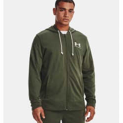 UNDER ARMOUR UA Rival Terry Full Zip da uomo Marine OD Green / Onyx White