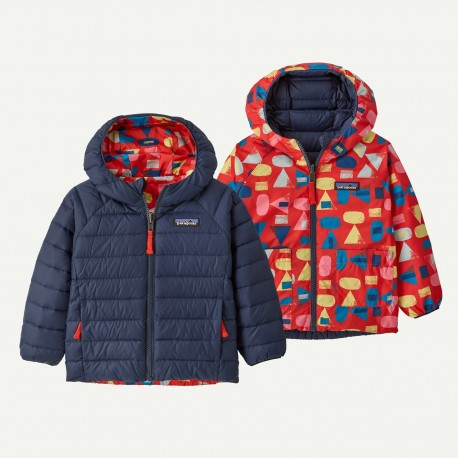 PATAGONIA  Baby Reversible Down Sweater Hoody Forest Being: Sizzle Red