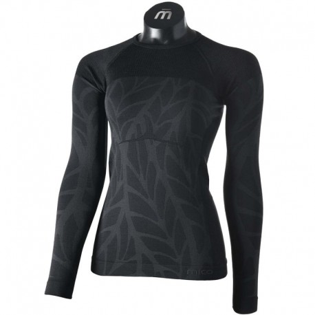 MICO Maglia girocollo manica lunga WOMAN - SUPERTHERMO DUALTECH MERINO SKINTECH BLACK