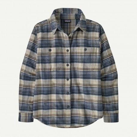 PATAGONIA Women's Fjord Flannel Shirt River Plaid: Barnacle Blue