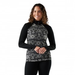 SMARTWOOL Strato base con cerniera 1/4 Classic Thermal Merino da donna BLACK DECO FLORAL