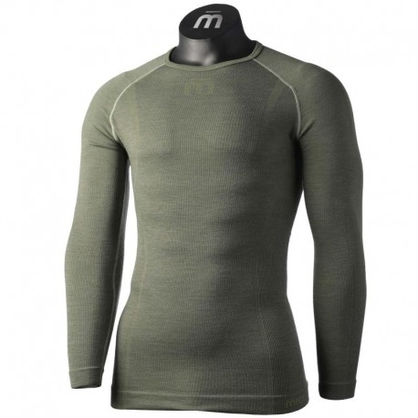 MICO Maglia girocollo manica lunga MAN - SUPERTHERMO DUALTECH MERINO SKINTECH VERDE MILITARE