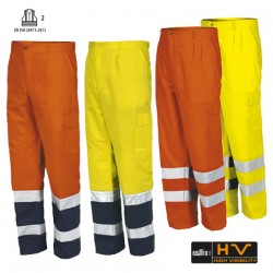 ISSA  PANTALONE AV Bande retroriflettenti sul fondo ARANCIO FLUO/BLU