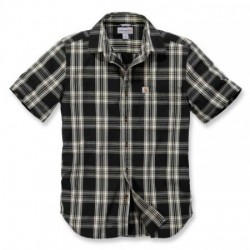 CARHARTT SHORT-SLEEVE ESSENTIAL OPEN COLLAR SHIRT PLAID BLACK