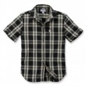 CARHARTT SHORT-SLEEVE ESSENTIAL OPEN COLLAR SHIRT PLAID BLACK